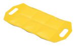 The yellow folding sled with black accents is similar to the Vestil Dock Draft Mat 18, Black&Yellow Vinyl. Its designed for rescue operations and features two strong handles and a segmented flat surface.