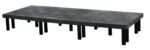The Vestil Dunnage Rack Solid Top - 96 X 36 has a textured, black rectangular platform supported by evenly distributed cylindrical black legs underneath.