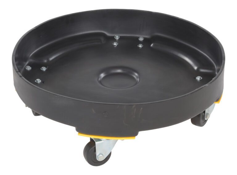 DRUM-DP-HD-55-BK_A.jpg The Vestil Drum Dolly HD Poly Black is a round plastic dolly with metal casters, raised rim, and secure screws for seamless transport of 55-gallon drums.