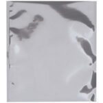 The MH-USA 15 x 18 Heavy Duty Moisture Barrier Bags (100/Case) feature a shiny, reflective silver foil pouch with a smooth surface and subtle wrinkles that emphasize durability, protection, and metallic sheen against a plain background.