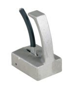 The Vestil Magnetic Easy Lift 50 Lb staple remover, with a sleek curved handle and silver finish, lifts staples effortlessly. Its dual prongs are visible, resembling its impressive 50 lb lifting counterpart.