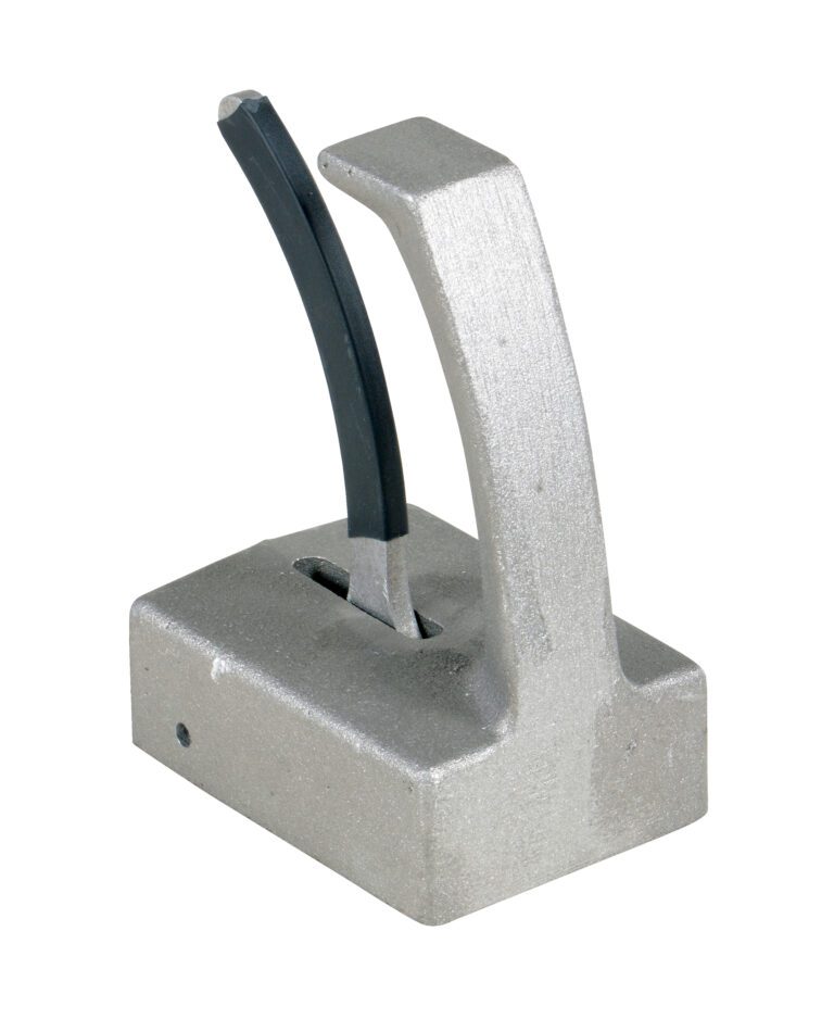 EASY-50_A.jpg The Vestil Magnetic Easy Lift 50 Lb staple remover, with a sleek curved handle and silver finish, lifts staples effortlessly. Its dual prongs are visible, resembling its impressive 50 lb lifting counterpart.