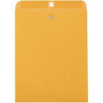 The image highlights a large, brown envelope with a metal clasp, epitomizing the classic design of the 12 x 15 1/2 Kraft Clasp Envelopes (500/Case) against a clean white backdrop.