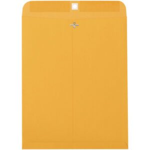 The image highlights a large, brown envelope with a metal clasp, epitomizing the classic design of the 12 x 15 1/2 Kraft Clasp Envelopes (500/Case) against a clean white backdrop.