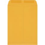 A large brown 9 1/2 x 12 1/2 Kraft Gummed Envelope from the set of 500 per case is displayed sealed against a plain white background, held upright and unmarked.