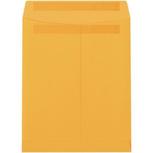 The 9 x 12 Kraft Redi-Seal Envelopes are plain brown with a top-sealed flap, sold in cases of 500, and appear empty and ready for use.