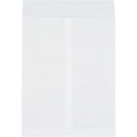 The back view of a plain, white envelope with a triangular flap is visible, unopened against a white backdrop. The MH-USA 14 x 18 White Jumbo Envelope is ideal for larger documents and available in cases of 250.