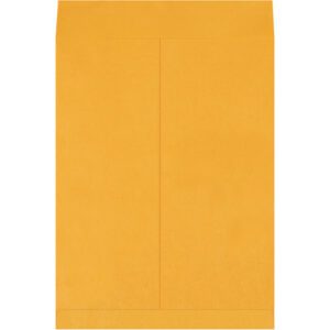 A large, closed envelope from the 15 x 20 Kraft Jumbo Envelopes collection (100/Case) rests with its top flap against a white background, showcasing its smooth and unmarked back surface vertically.