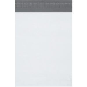 A plain white notebook with a gray top binding, echoing the simplicity of MH-USA 10 x 13 x 2 Expansion Poly Mailers (100/Case), features unmarked pages.