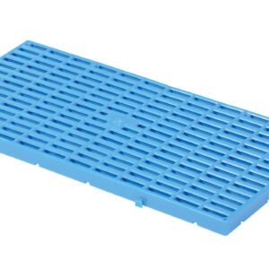 The Vestil Plastic Floor Grid Box of 15, with a 1.1K lb capacity, is a durable and stylish blue plastic grate featuring a grid pattern on a white background, perfect for versatile flooring needs.