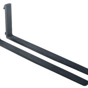 The Vestil Forged Steel Forks 5K Capacity 60 In L are displayed parallel against a white background. They are black, rectangular with hooks for secure attachment.