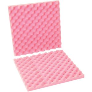 The MH-USA 16 x 16 x 2 Anti-Static Convoluted Foam Sets, packed in a case of 12, include two pink dimpled pads, with one upright and the other flat, offering egg carton-like cushioning.