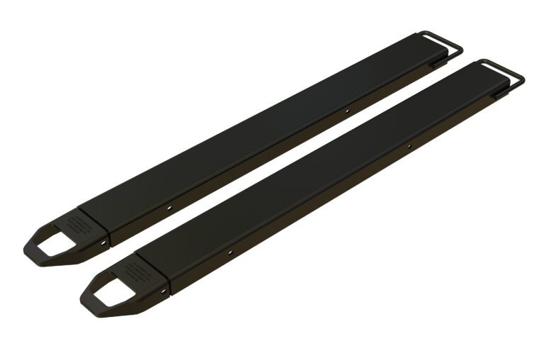 FE-5-63-BK_A.jpg The Vestil Fork Extensions 5 X 63 Standard Black (Pair) are long, designed for forklifts, and align parallel. With a flat surface and hooks at one end, they are ideal for securely stacking or lifting wider loads.