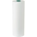A large, cylindrical MH-USA 24 - Freezer Paper Roll (1100 per roll) stands upright, revealing a green core against a plain background.