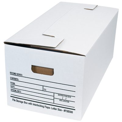 MH-USA 24 x 12 x 10" Interlocking Flap File Storage Boxes (12/Case)