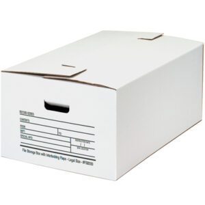The MH-USA 24 x 15 x 10 Interlocking Flap File Storage Boxes, available in cases of 12 for legal documents, include a side label area for series, contents, dates, departments notation and feature a cutout handle for easy transport.