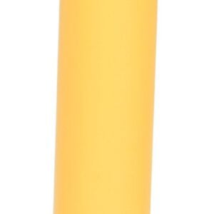 The Vestil Tubular Post Yellow 24 In Height features two rectangular cutouts near the bottom, enhancing its sleek silhouette.
