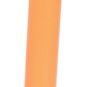 The Vestil Tubular Post Orange 36 In Height is a sleek cylindrical plastic post featuring two base cutouts, smooth surfaces, and rounded edges, making it striking against a white background.