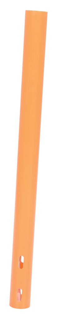 FSP-48-O_A.jpg The Vestil Tubular Post Orange 48 In Height features a 48-inch tall orange cylindrical design with two rectangular cutouts near the base, contrasting elegantly against a plain white background.