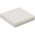 A white square eraser on a plain background resembles MH-USA 1 x 6 x 6 White Cloud Foam Sheets, noted for its compactness, sharp edges, and smooth surfaces—ideal for precise pencil mark erasure.