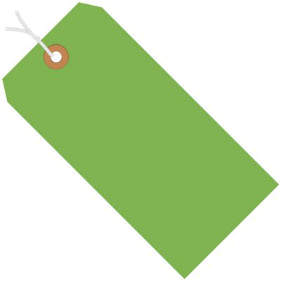 MH-USA 2 3/4 x 1 3/8" Fluorescent Green 13 Pt. Shipping Tags - Pre-Strung (1000/Case)