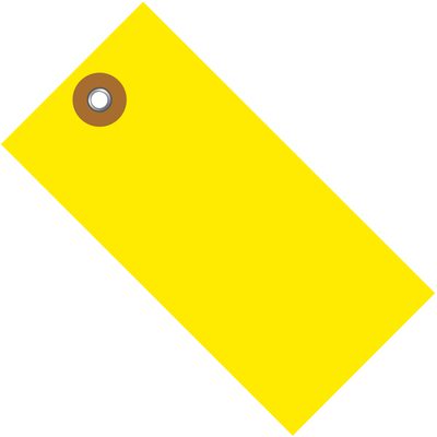 G14031B.jpg The 3 3/4 x 1 7/8 Yellow Tyvek® Shipping Tag features a durable brown-reinforced hole in the top left corner and comes in a case of 100.