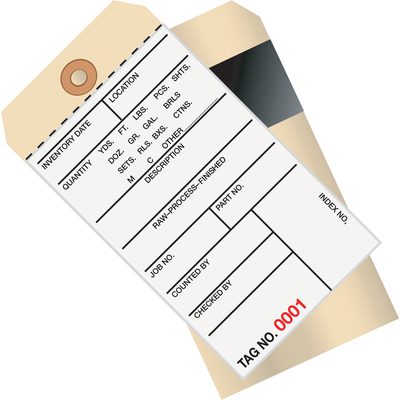 MH-USA 6 1/4 x 3 1/8" - (0500-0999) Inventory Tags 2 Part Carbon Style  Lbs8 (500/Case)