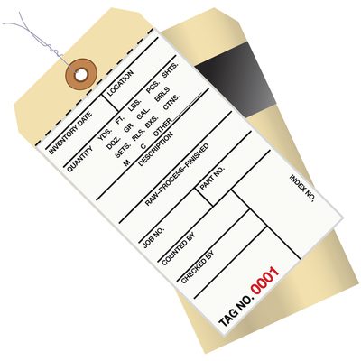 MH-USA 6 1/4 x 3 1/8" - (1000-1499) Inventory Tags 2 Part Carbon Style  Lbs8 - Pre-Wired (500/Case)