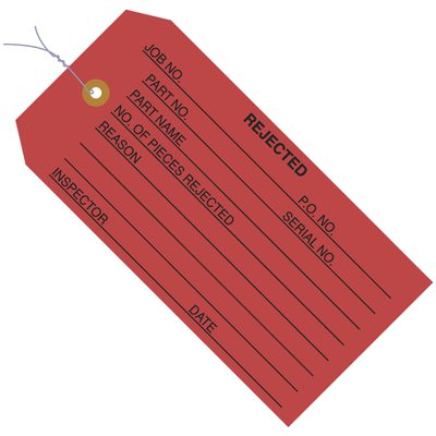 MH-USA 4 3/4 x 2 3/8" - "Rejected" Inspection Tags - Pre-Wired (1000/Case)