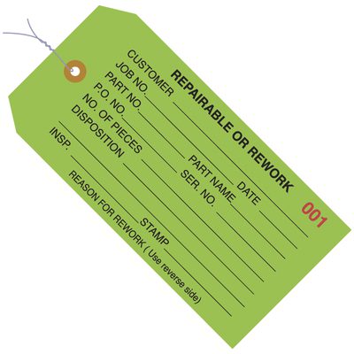 MH-USA 4 3/4 x 2 3/8" - "Repairable or Rework" Inspection Tags - Pre-Wired (1000/Case)