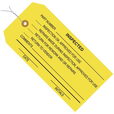 MH-USA 4 3/4 x 2 3/8" - "Inspected" Inspection Tags - Pre-Wired (1000/Case)