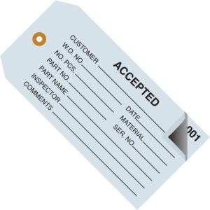 Inspection Tags 2 Part Numbered 001 - 499