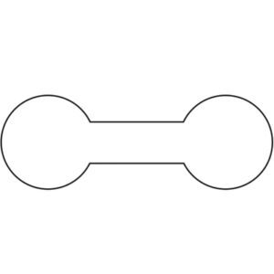 A black and white illustration shows MH-USA 7/16 x 1 5/16 white merchandise tags, barbell shape (1000/Case), with connected circles and a straight line.