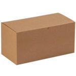 The 12 x 6 x 6 Kraft Gift Box, featured against a white backdrop, showcases a subtle texture and neutral brown hue. It comes closed in convenient packaging of 50 per case, ideal for storage or gift-giving needs.