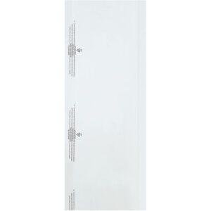 The MH-USA 21 x 4 x 54 - 0.6 Mil Garment Bags (360/Roll) are clear, empty plastic bags with recycling symbols and warnings printed in black ink along the side, perfect for garments, and their transparency is prominently displayed against the white background.