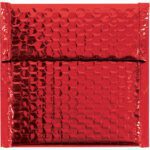 The MH-USA 7 x 6 3/4 Red Glamour Bubble Mailers (72/Case) feature a shiny, textured surface with a metallic finish and horizontal flap closure, ensuring stylish and protective deliveries.