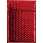 The MH-USA 7 1/2 x 11 Red Glamour Bubble Mailers (72/Case) feature a shiny, textured surface, ideal for cushioning items and adding elegance to packages.