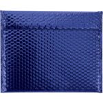 The MH-USA 13 3/4 x 11 Blue Glamour Bubble Mailers (48/Case) feature a vibrant, glossy texture and bubble pattern that offers protective mailing with a stunning reflective shine.