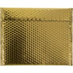 The MH-USA 13 3/4 x 11 Gold Glamour Bubble Mailers feature a textured, shiny surface with a top flap for easy sealing, sold in cases of 48.