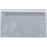 The MH-USA 6 1/4 x 10 1/4 Translucent Silver Glamour Mailers, available in cases of 250, feature a smooth, shiny finish and a self-sealing adhesive strip for secure mailing.
