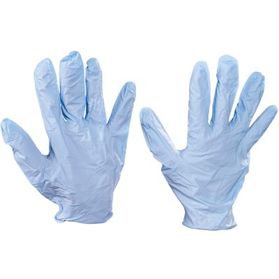 GLV2002XL.jpg A pair of Best® 7500 Nitrile Gloves - Xlarge (100/Case) in blue is displayed palm-side up, revealing a relaxed, slightly crinkled texture of both gloves.