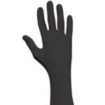 A Best® Nighthawk™ Nitrile Glove with extended cuffs, size large, is shown upright and flat against a white background, displaying the front side with slightly spread fingers.