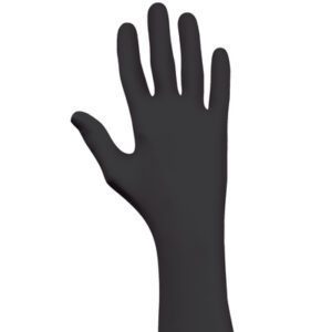 A Best® Nighthawk™ Nitrile Glove with extended cuffs, size large, is shown upright and flat against a white background, displaying the front side with slightly spread fingers.