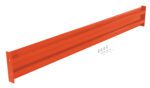A shelf beam in orange metal, similar to the Vestil Bolt-On Style Guard Rail 10 Ft Orange, comes with bolts and washers against a white backdrop.
