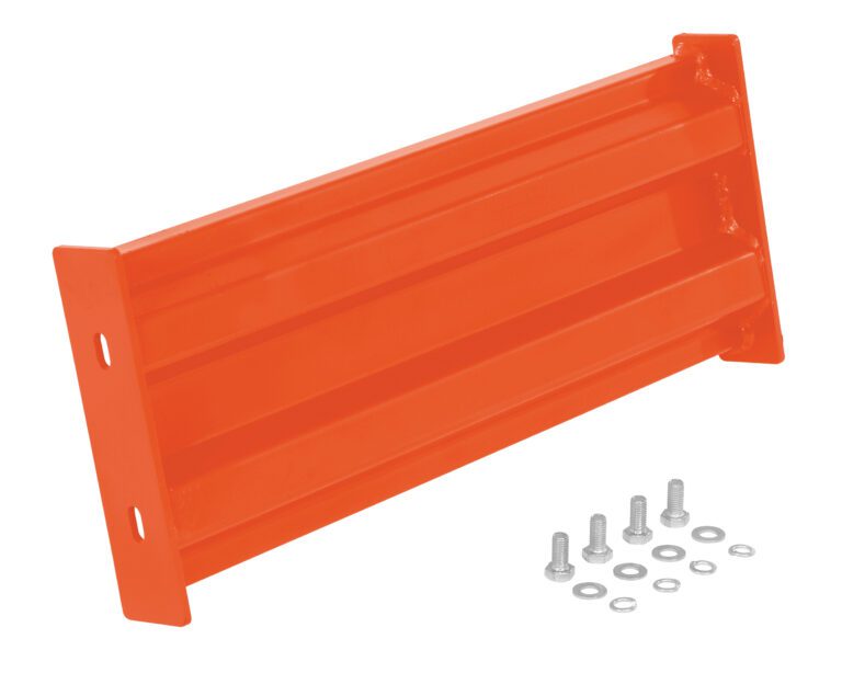 GR-F2R-BO-2-OR_A.jpg The Vestil Bolt-On Style Guard Rail 2 Ft Orange features horizontal grooves with bolts and washers on the right side.