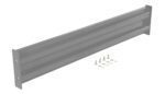 Rectangular gray metal support beam with mounting holes at each end, like the Vestil Bolt-On Style Guard Rail 5 Ft Gray Semi Gloss, shown with screws, nuts, and washers on a white background.