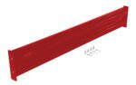 A six-foot red metal bracket with ribbed detailing, like the Vestil Bolt-On Style Guard Rail 6 Ft Red, is paired with small silver screws and washers on a white background.