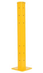 The Vestil Rigid Tube Post 42 In Drop-In Style Yellow stands at 42 inches and has a square base with multiple side holes for easy installation and versatility.