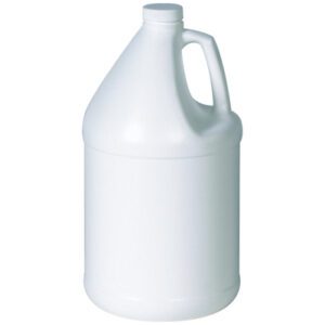 The MH-USA 1 Gallon Plastic Jug (48/Case) is a versatile and essential item, featuring a white design with a side handle and secure screw-on cap, perfect for upright bulk storage.