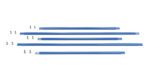 Five Vestil Structural Cantilever Brace Set 48 X 144 blue metal bars, each with holes at both ends, are laid out on a white background. Several small silver bolts are scattered around them.